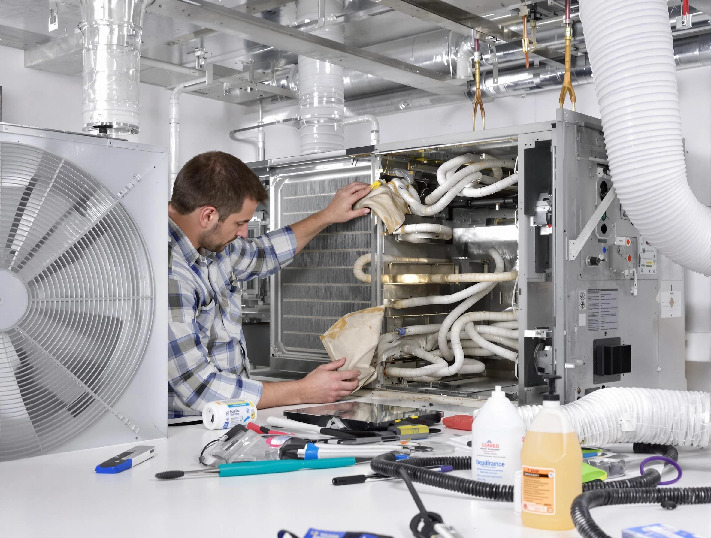 Oklahoma City Air Duct Cleaning specialist performing precision AC coil cleaning in Oklahoma City