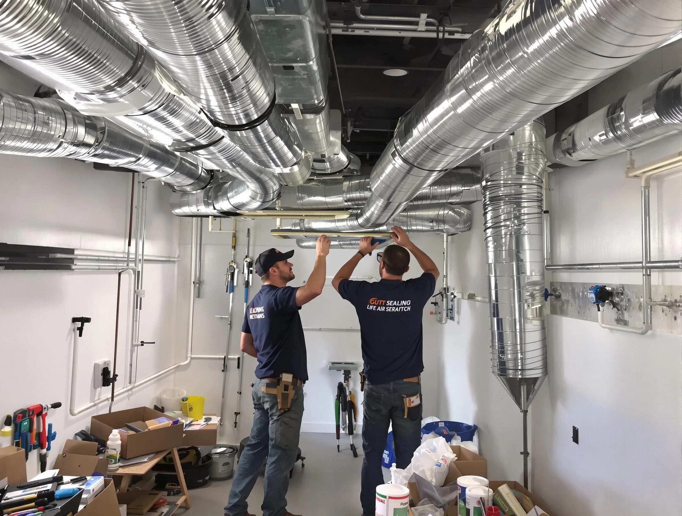 Oklahoma City Air Duct Cleaning technician applying professional duct sealing solutions in Oklahoma City