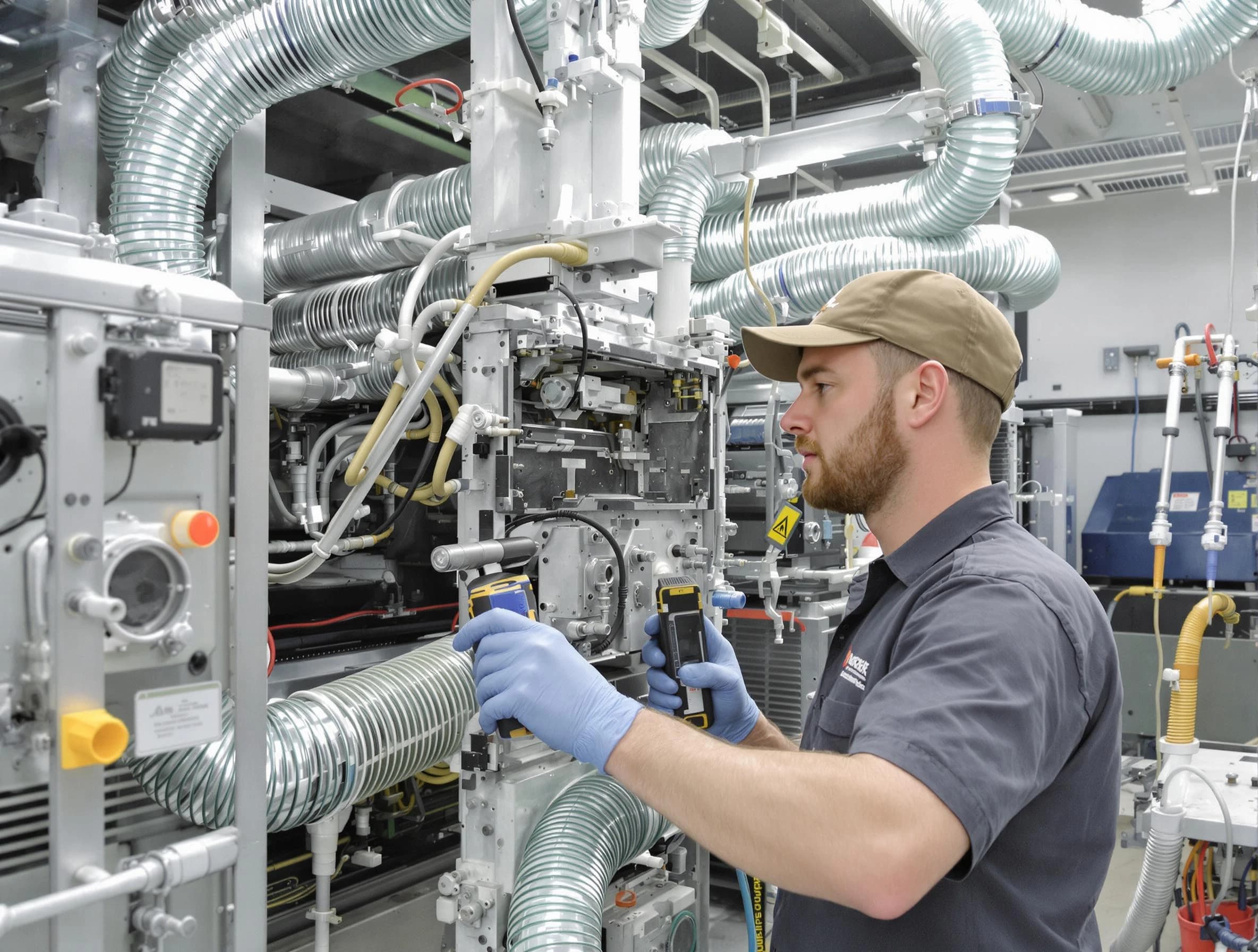 Oklahoma City Air Duct Cleaning technician performing precision commercial coil cleaning at a business facility in Oklahoma City