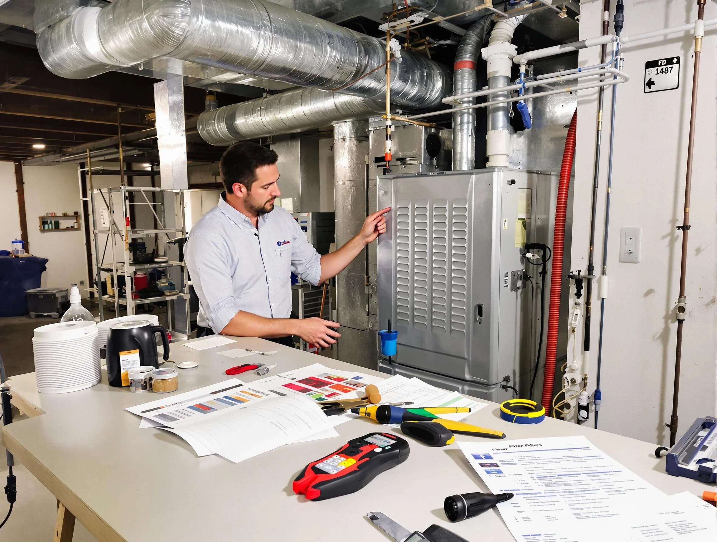 Oklahoma City Air Duct Cleaning inspector conducting detailed filter system evaluation using professional diagnostic tools in Oklahoma City