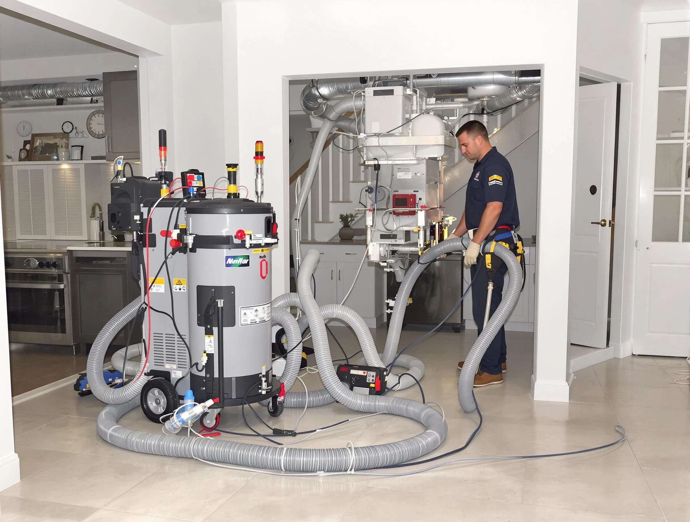 Oklahoma City Air Duct Cleaning technician operating negative pressure cleaning equipment for thorough duct maintenance in Oklahoma City