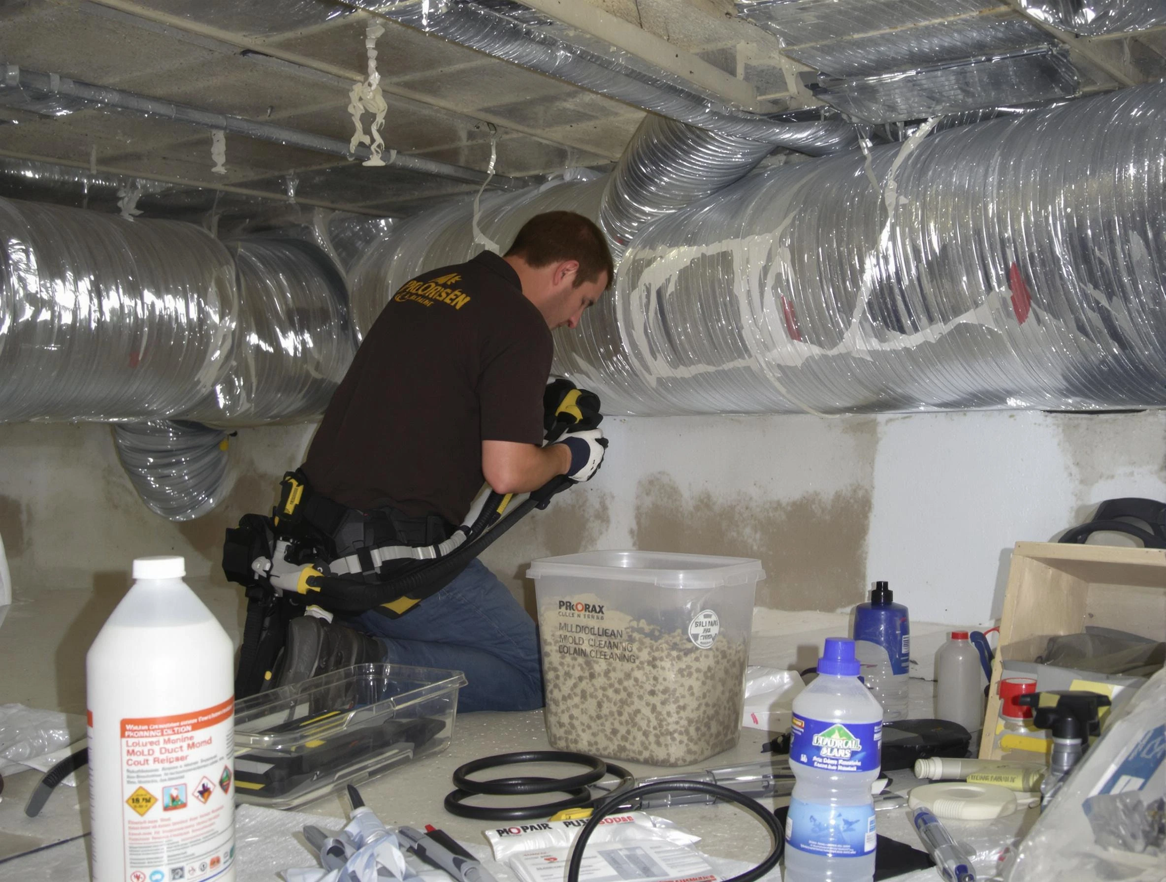 Oklahoma City Air Duct Cleaning specialist performing professional mold removal from air ducts in Oklahoma City