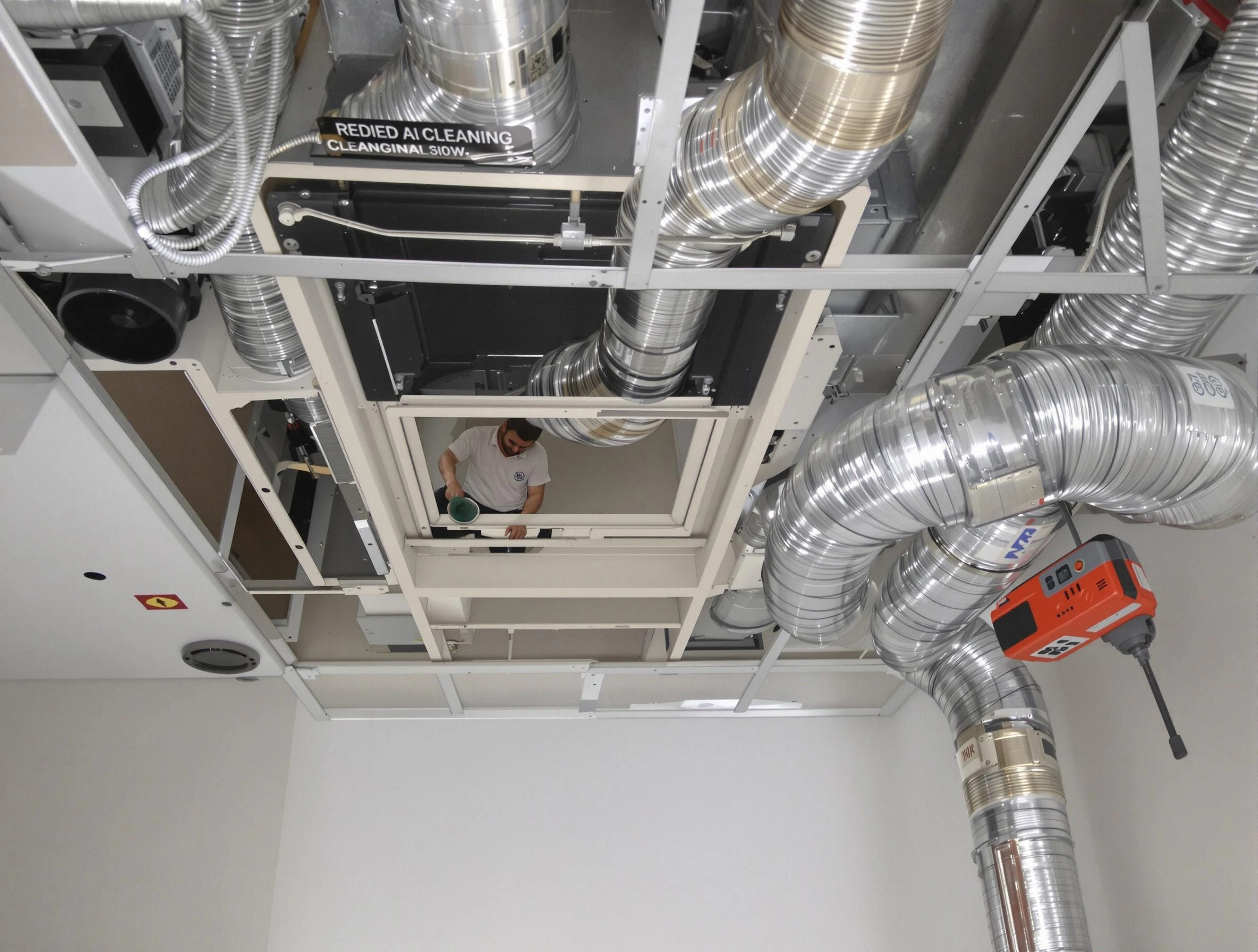 Oklahoma City Air Duct Cleaning technician performing detailed central duct system cleaning in Oklahoma City